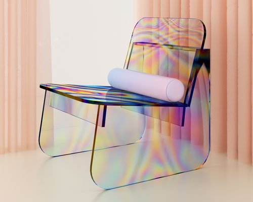 披上虹彩外衣的玻璃座椅